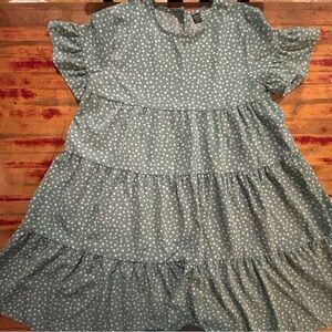 SHEIN Teal Polka Dot Dress